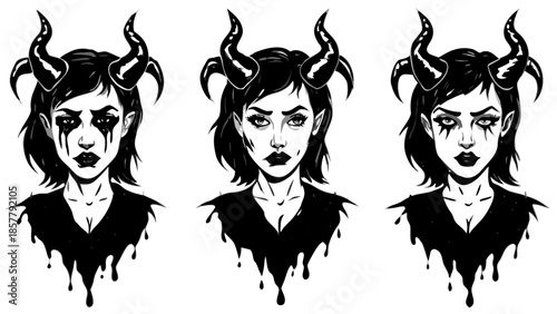 Demon character portrait Vector
