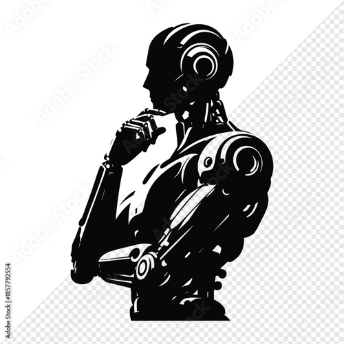 Silhouette of a futuristic robot detailed mechanical design for science fiction concepts isolated on a background