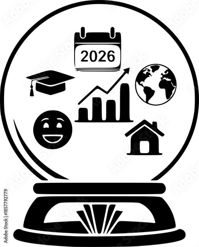 Magic Crystal Ball 2026 Future Forecast Vector Illustration
