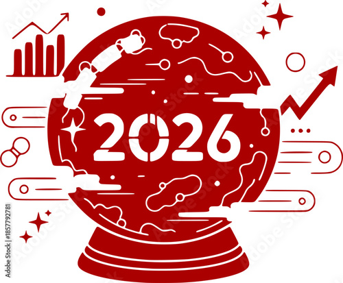Magic Crystal Ball 2026 Future Forecast Vector Illustration
