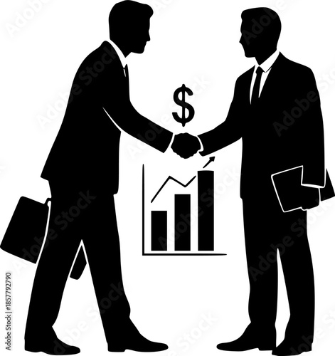 Investment banker men shaking hands over financial deal vector icon
