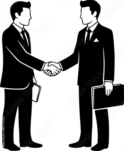 Investment banker men shaking hands over financial deal vector icon

