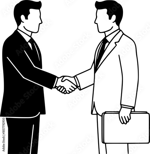 Investment banker men shaking hands over financial deal vector icon
