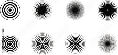 Pain localization icons. Symbols for medical design. Concentric wave pattern radiating outward from center isolated PNG
