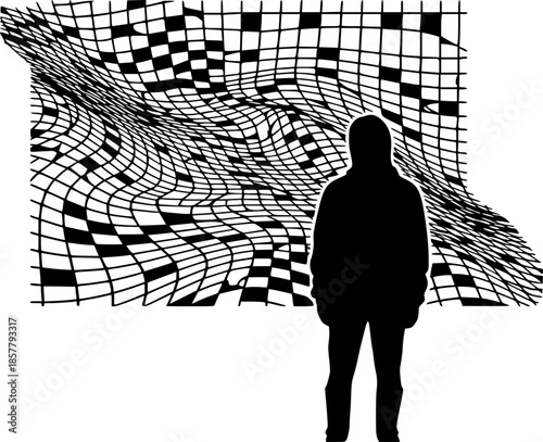 Optical illusion set. Unreal geometric elements collection. Impossible abstract linear shapes PNG
