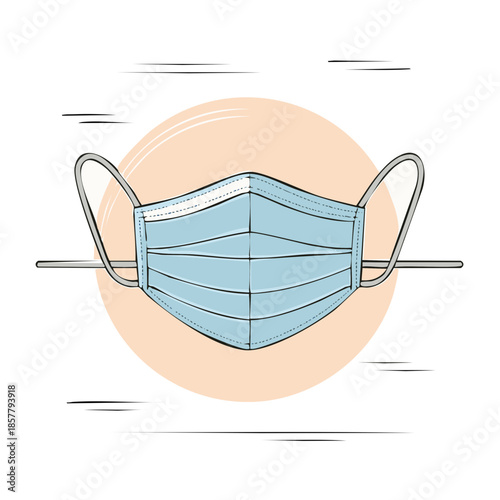 Light blue medical face mask designed for virus protection, healthcare, personal safety during infectious disease spread