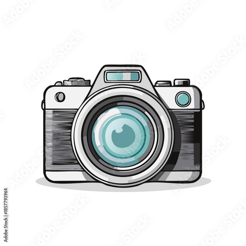 Retro Camera Illustration Artful Photography Device Image Making Tool Digital SLR Lens Art Design Tool Device Illustration White