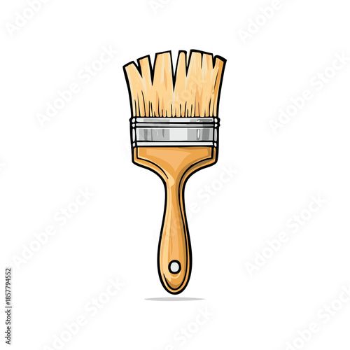 Illustration of a paint brush tool for home improvement art projects or painting design isolated