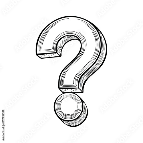 Doodle Style Question Mark: Hand Drawn Illustration, Inquiry Symbol, Doubt Concept