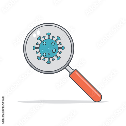 Microscopic Virus Examination Under Magnifying Glass Hand Drawn Concept