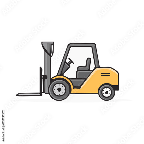 Yellow Forklift Truck Vector Illustration for Warehouse Industrial Delivery Services