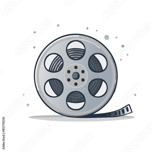 Film reel illustration depicting cinema, filmmaking, movies, and the entertainment industry, suitable for graphic design use.
