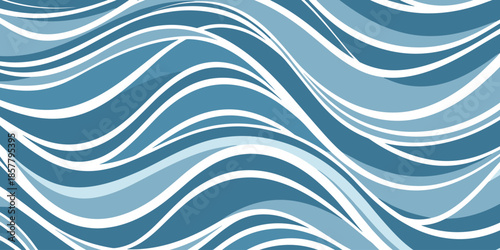 Abstract blue waves forming a seamless ocean pattern background for modern design and decoration