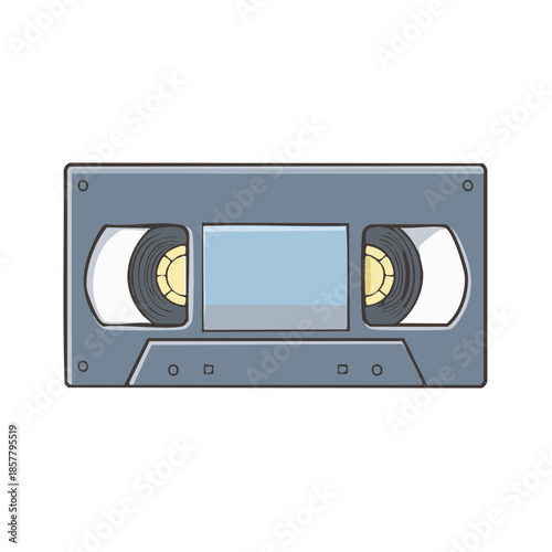 Isolated vector illustration of a retro VHS cassette tape, embodying vintage media and obsolete technology in a minimalist style