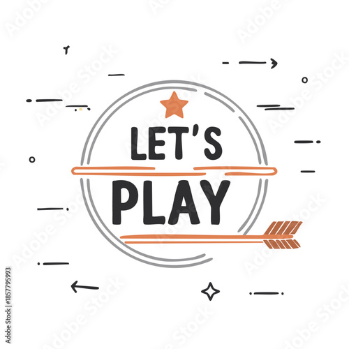 Stylized typographic design featuring playful messaging in a circular frame with decorative elements and a star, inviting interaction