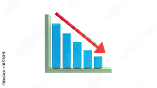 Free Download Decreasing Bar Graph with Red Arrow, Business Decline - GFXLoad