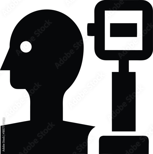 scalp analysis camera silhouette vector illustration on transparent background