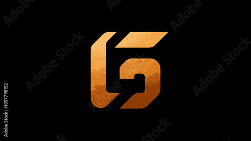 Golden textured letter G on black background, modern stylized metallic font element, luxurious initial design, abstract typography concept