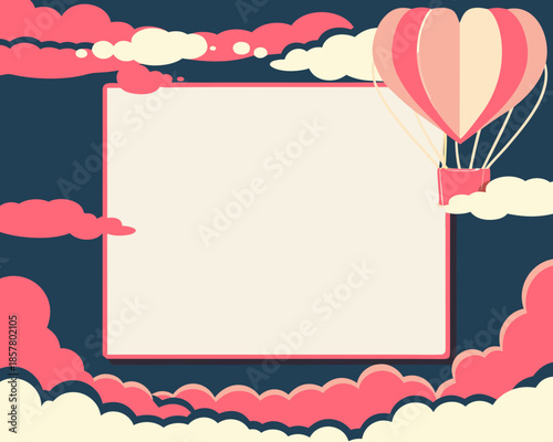 Hot air balloon in cloudy sky