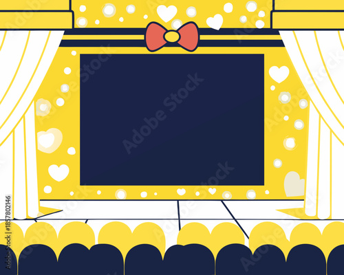 Vibrant theater stage with curtains