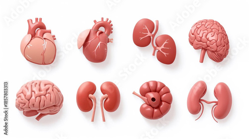 set of different types of pills isolated on white