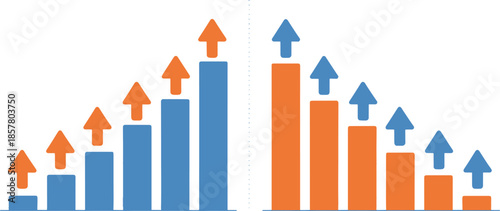Vibrant business graph with upward trending arrows