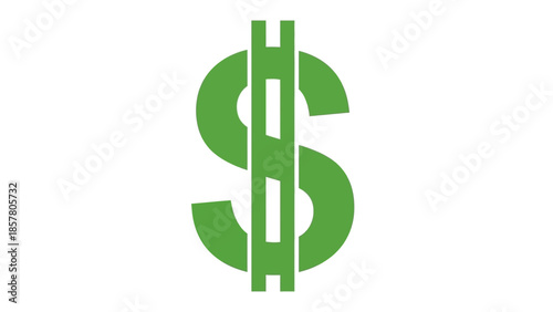 Green dollar sign symbol on white background for financial concepts