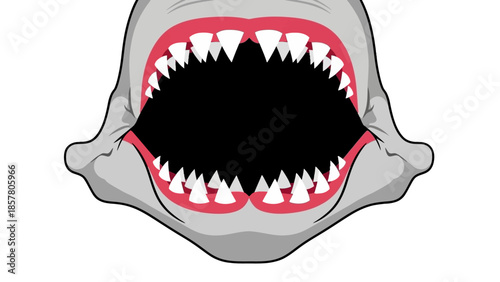 Vector illustration of an open shark mouth with sharp teeth