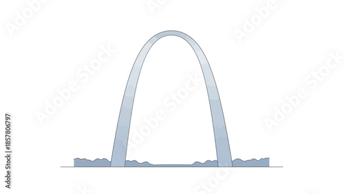 Minimalist illustration of iconic arch structure on white background