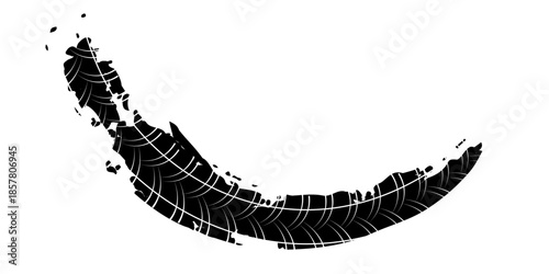 Auto tire tread grunge element. Car and motorcycle tire pattern, wheel tyre tread track. Black tyre print. Vector illustration isolated on white background. eps10