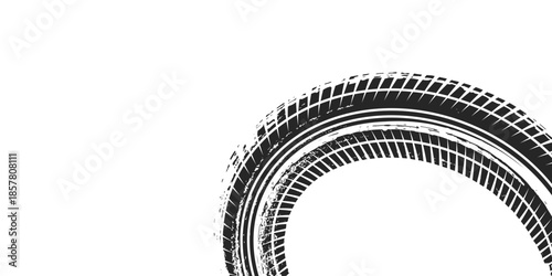 Auto tire tread grunge element. Car and motorcycle tire pattern, wheel tyre tread track. Black tyre print.modern