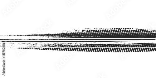 Auto tire tread grunge element. Car and motorcycle tire pattern, wheel tyre tread track. Black tyre print. Vector illustration isolated on white background. eps10