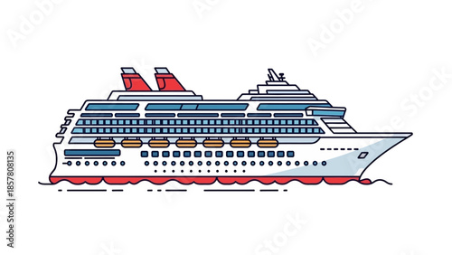 Colorful vector illustration of a modern cruise ship on white background