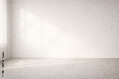 Minimal White Wall Background with Soft Daylight and Large Copy Space