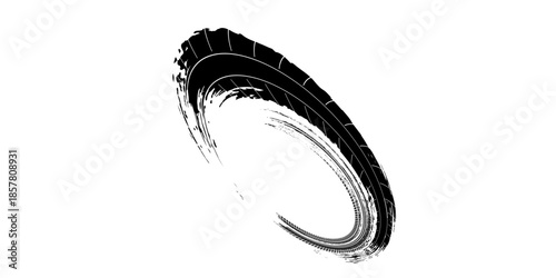 Auto tire tread grunge element. Car and motorcycle tire pattern, wheel tyre tread track. vector