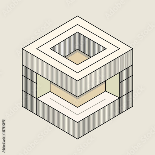  Abstract Layered Isometric Cube Shape Vector Illustration