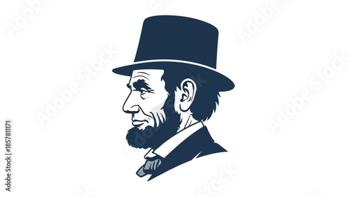 Vintage illustration of a bearded man in profile with a top hat