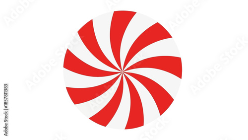 Red and white peppermint candy with spiral pattern