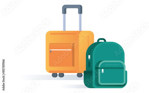 Professional Travel Luggage Set Featuring Yellow Hard Shell Rolling Suitcase and Green Carry on Backpack for Cabin Baggage