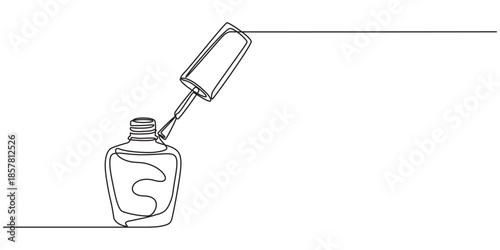 Nail varnish one line drawing on white isolated background for store, Decorative cosmetics for manicure and pedicure - Nail polish, Nail varnish one line drawing on white isolated background for store
