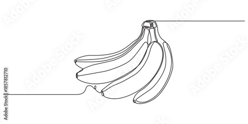 Bananas continuous one line drawing set. Outline banana fruit icon collections isolated on a white background. Editable stroke. Vector illustration, Continuous one line drawing hand peeling banana