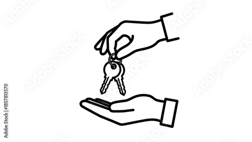 Handing over the keys of a new property to a buyer in a real estate transaction