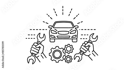 Automobile Repair and Maintenance Service Vector Icon, Representing Mechanical Engineering and Vehicle Servicing