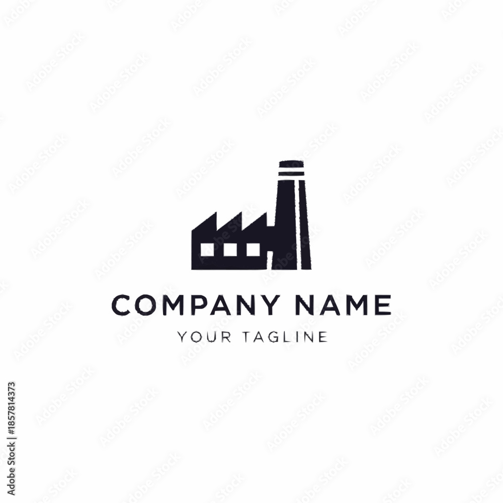 Fototapeta premium Modern Factory Building Icon with Chimney and Windows.