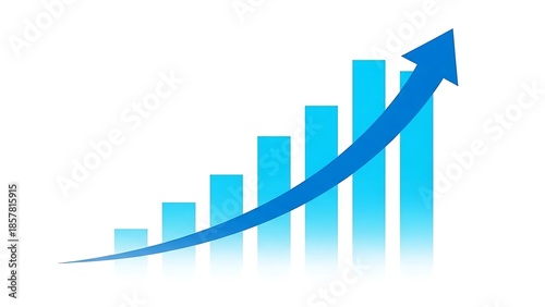 Free Download Blue Increasing Bar Chart with Upward Arrow on White Background - GFXLoad