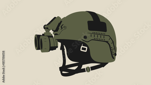 Military tactical helmet with night vision goggles attached