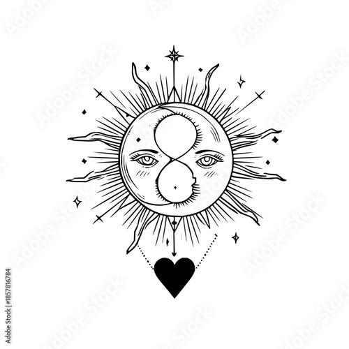 Unlock your inner magic with this celestial sun and moon design that speaks to the soul and ignites passion