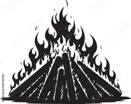 Flames engulfing a structure