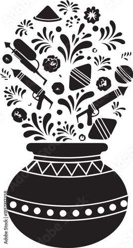 Intricate floral pottery design