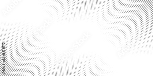 Abstract grey wave dotted line background. Gray dynamic dash stripe texture. Warped and curved lines wallpaper for tech design template, presentation, brochure, leaflet, booklet. Vector backdrop